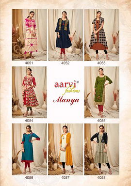 Aarvi Manya 25 Fancy Ethnic Wear Rayon Anarkali Designer Kurti Collection